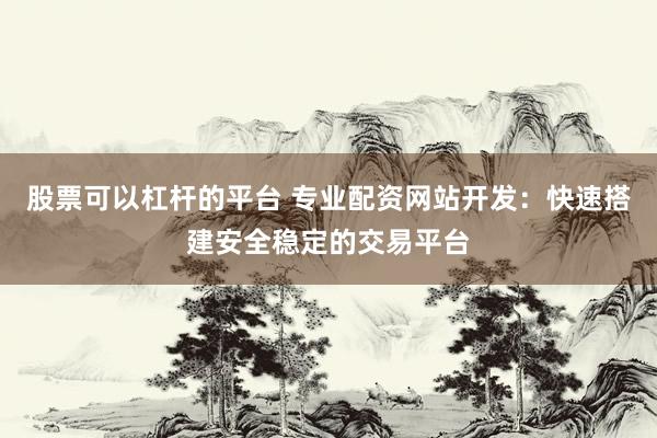 股票可以杠杆的平台 专业配资网站开发：快速搭建安全稳定的交易平台