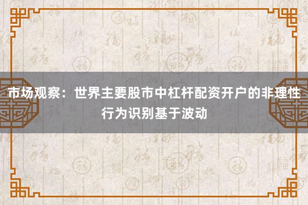 市场观察：世界主要股市中杠杆配资开户的非理性行为识别基于波动