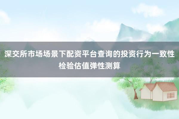 深交所市场场景下配资平台查询的投资行为一致性检验估值弹性测算