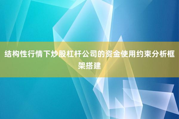 结构性行情下炒股杠杆公司的资金使用约束分析框架搭建