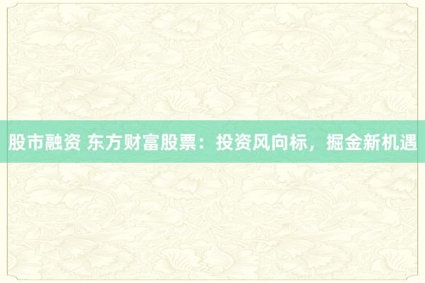 股市融资 东方财富股票：投资风向标，掘金新机遇