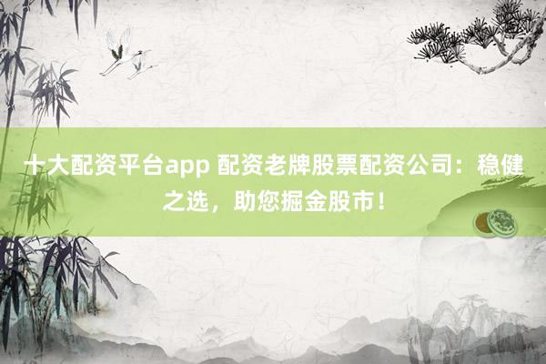 十大配资平台app 配资老牌股票配资公司：稳健之选，助您掘金股市！